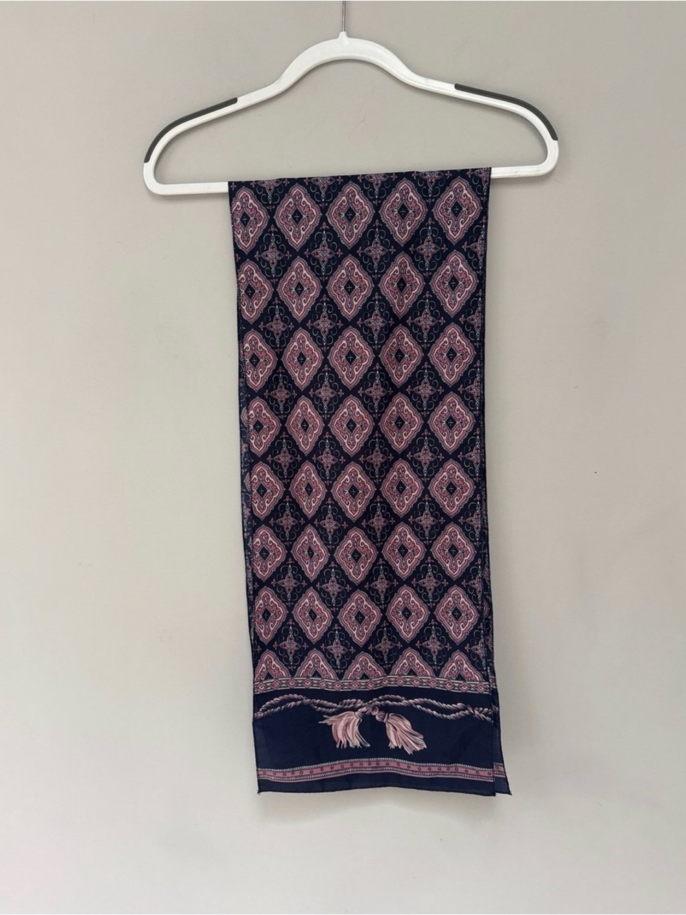 Classic Navy and Pink Patterned Scarf